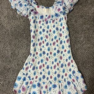 LoveShackFancy Kodie Dress with Blue & Purple Floral Print